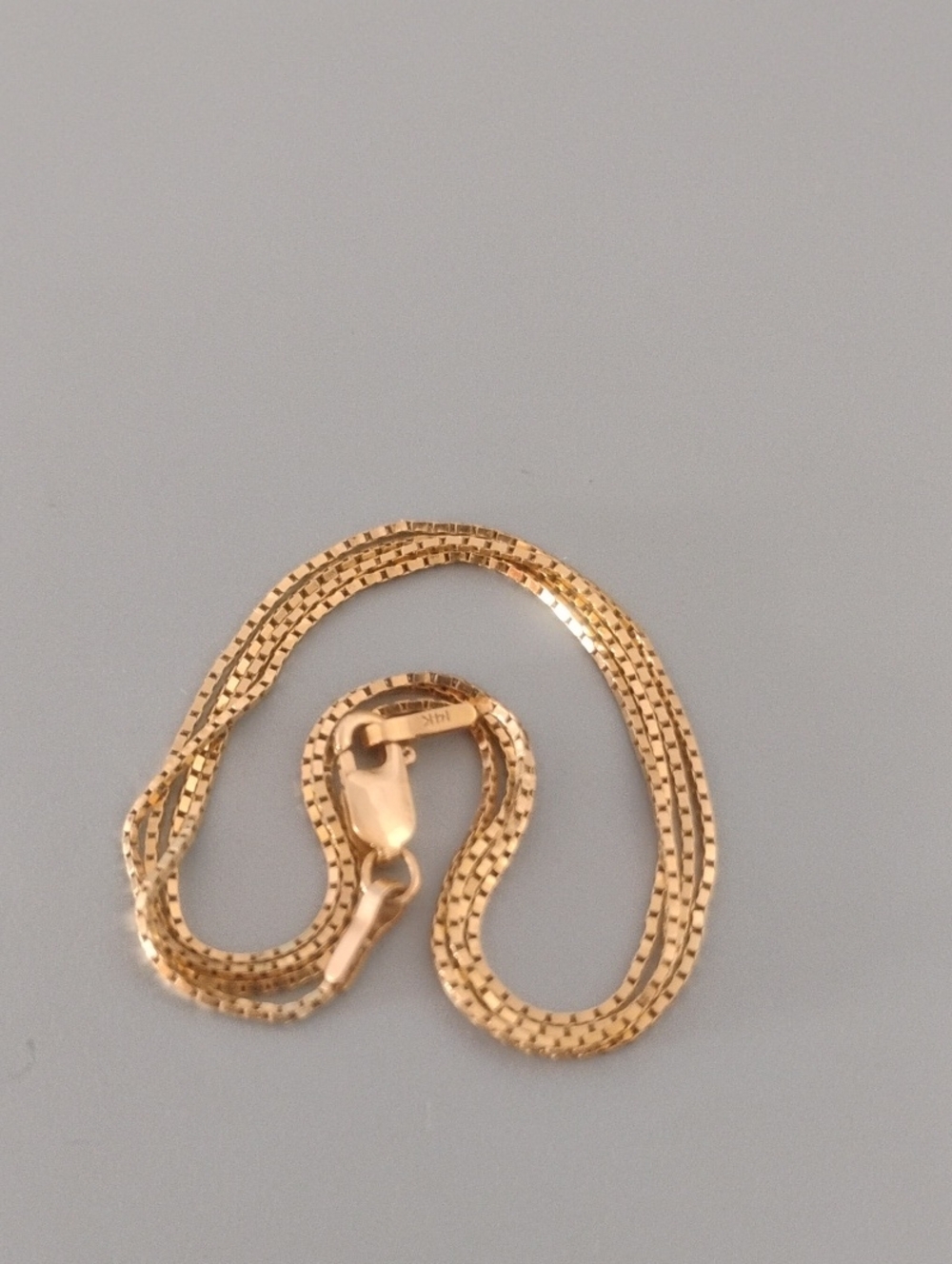 High Polished 14 K Gold Box Chain Necklace
